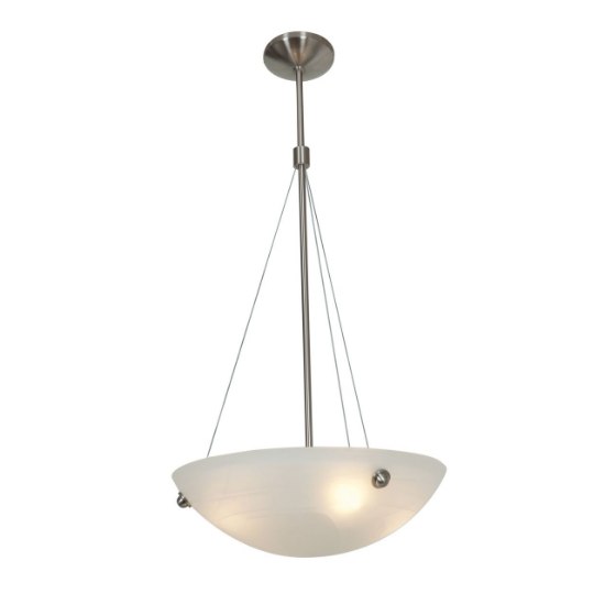 Picture of 240w (4 x 60) Noya E-26 A-19 Incandescent Dry Location Brushed Steel Alabaster Cable Pendant 35"x28"Ø18" (CAN 1.25"Ø5.25")