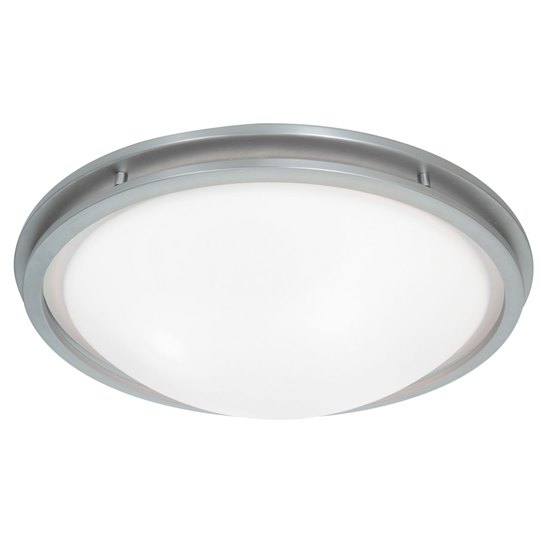 Foto para 24w Aztec Module Damp Location Brushed Steel White Dimmable LED Flush-mount