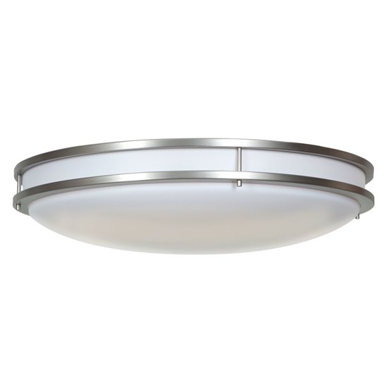 Foto para 24w Saloris Module Damp Location Brushed Steel Acrylic Dimmable LED Flush-Mount (CAN Ø23.25")