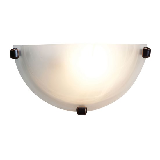 Foto para 60w Mona E-26 A-19 Incandescent Dry Location Oil Rubbed Bronze Alabaster Wall Sconce (CAN 9.6"x4.75"x0.9")