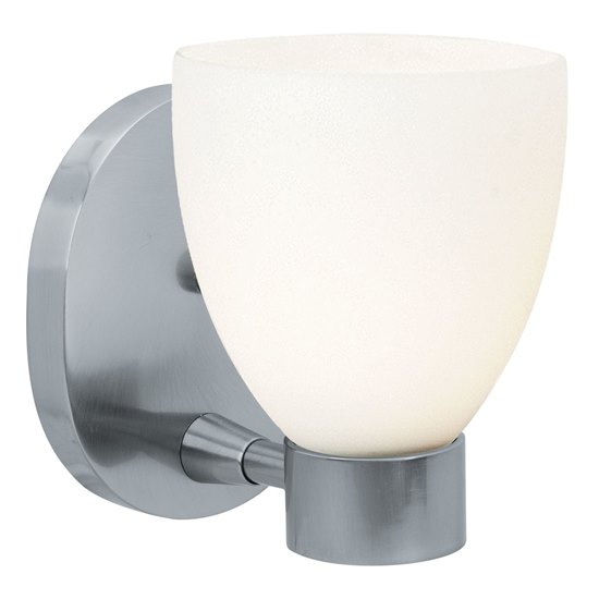 Picture of 60w Frisco E-26 A-19 Incandescent Damp Location Brushed Steel Opal Wall & Vanity (CAN 6"x4.6"x0.6")