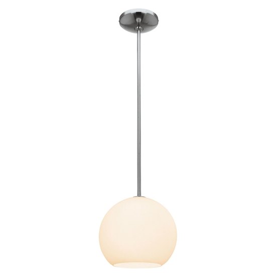 Picture of 60w Nitrogen E-26 A-19 Incandescent Dry Location Brushed Steel Opal Ball Pendant (CAN 1.25"Ø5.25")