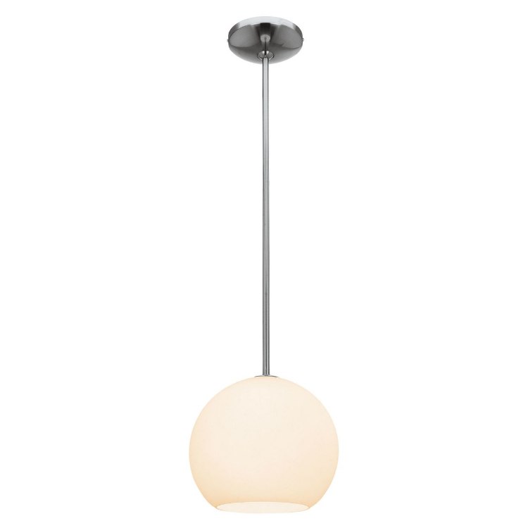 Foto para 60w Nitrogen E-26 A-19 Incandescent Dry Location Brushed Steel Opal Ball Pendant (CAN 1.25"Ø5.25")