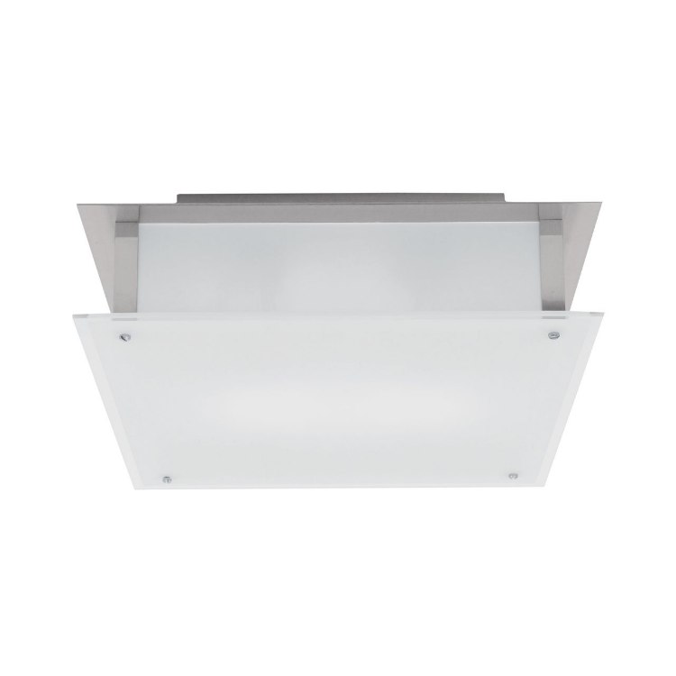 Picture of 300w (2 x 150) Vision R7s J-118 Halogen Damp Location Brushed Steel Frosted Flush-Mount 15.75"x15.75"x3.25" (CAN 12"x11.75"x1.25")