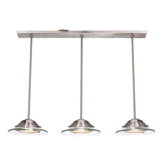 Picture of 300w (3 x 100) Phoebe R7s J-78 Halogen Dry Location Brushed Steel 8mm Clear Glass Pendant (CAN 3.58"x35.5"x1.75")