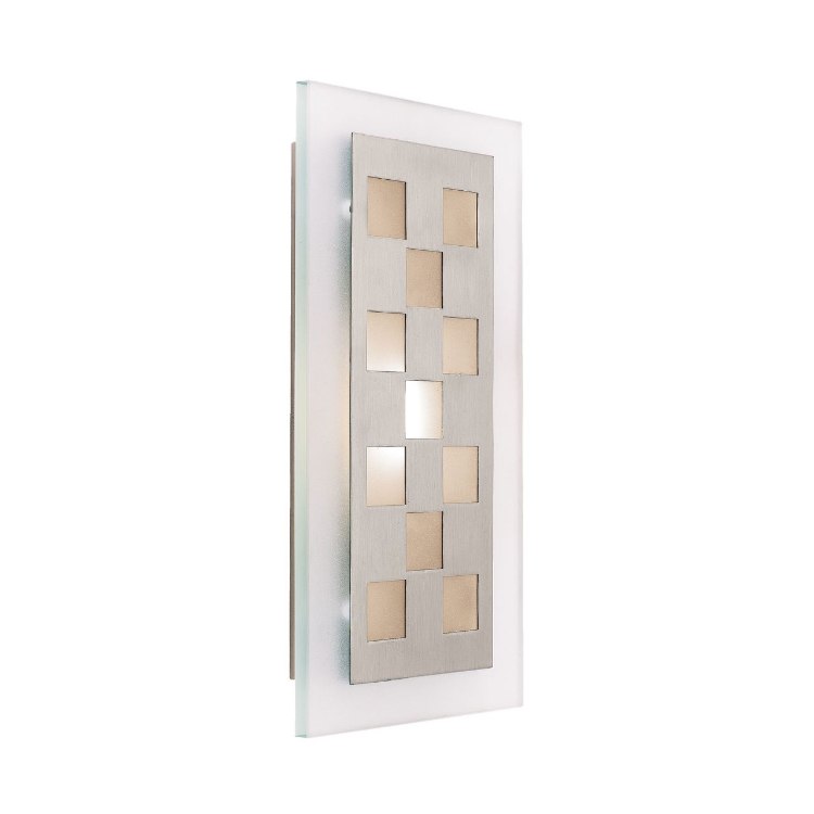 Foto para 100w Aquarius R7s J-118 Halogen Damp Location Brushed Steel Frosted Wall Fixture (CAN 12.6"x5.25"x0.75")