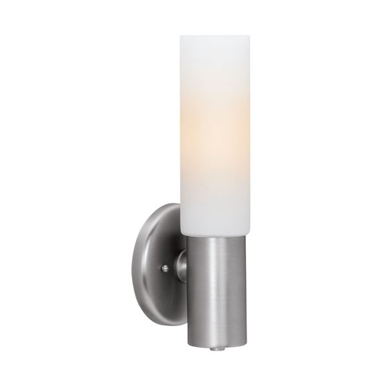 Picture of 60w Cobalt E-26 B-10 Incandescent Damp Location Brushed Steel Opal Wall Fixture (CAN 0.75"Ø5")