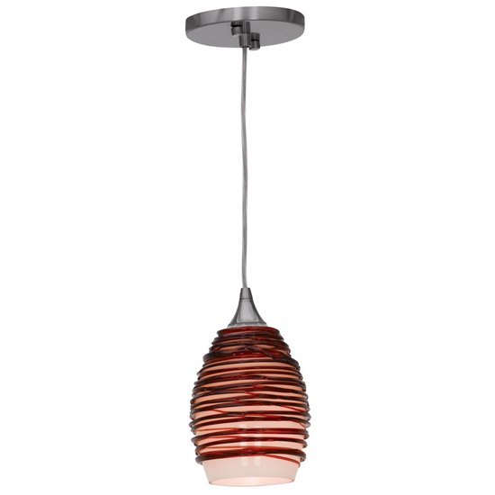 Foto para 60w Adele E-26 A-19 Incandescent Dry Location Brushed Steel Plum Glass Pendant (CAN 0.75"Ø5.25")