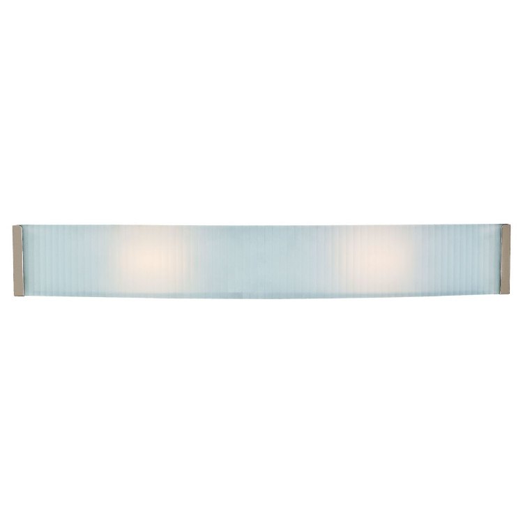 Picture of 48w (2 x 24) Helium Bi-Pin T-5 HO Linear Fluorescent Damp Location Brushed Steel Checkered Frosted Wall & Vanity (CAN 31.5"x4.75"x0.75")