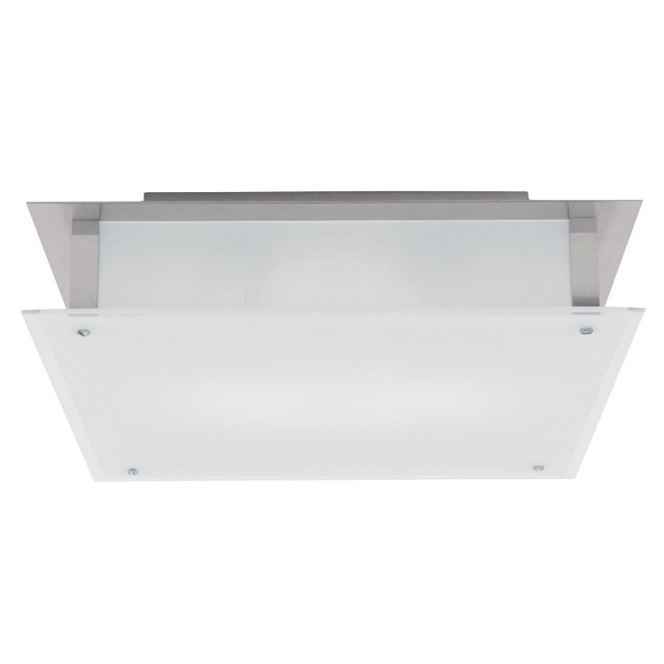 Foto para 52w (2 x 26) Vision G24q-3 Quad Fluorescent Damp Location Brushed Steel Frosted Flush-Mount 18"x18"x5.1" (CAN 13.5"x13.5"x2")