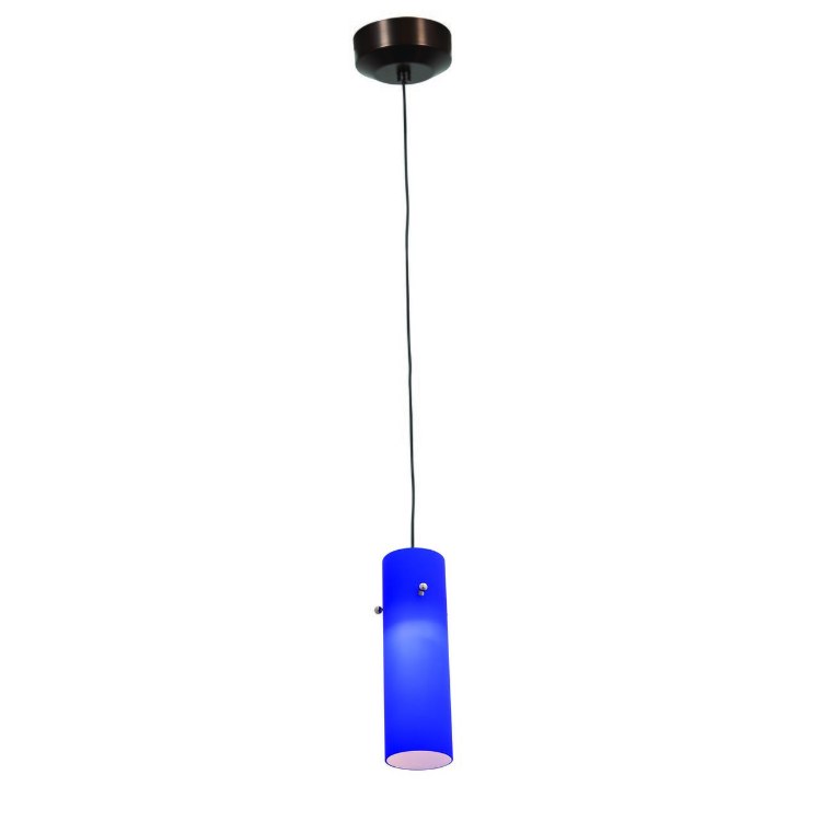 Picture of 5w Tungsten Module Dry Location Bronze Cobalt LED Pendant with Anari Silk (l) Glass