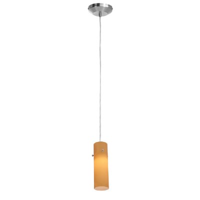 Show details for 40w Delta G9 G9 Halogen Dry Location Brushed Steel Amber Line Voltage Pendant with Anari Silk (l) Glass Picture of 40w Delta G9 G9 Halogen Dry Location Brushed Steel Amber Line Voltage Pendant with Anari Silk (l) Glass