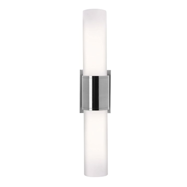 Foto para 36w (2 x 18) Aqueous 2G11 FT18DL Fluorescent Damp Location Brushed Steel Opal Wall Fixture (CAN 5.9"x4.25"x1.75")