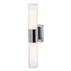 Foto para 36w (2 x 18) Aqueous 2G11 FT18DL Fluorescent Damp Location Brushed Steel Opal Wall Fixture (CAN 5.9"x4.25"x1.75")