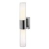 Picture of 36w (2 x 18) Aqueous 2G11 FT18DL Fluorescent Damp Location Brushed Steel Opal Wall Fixture (CAN 5.9"x4.25"x1.75")