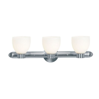 Show details for 54w (3 x 18) Frisco GU-24 Spiral Fluorescent Damp Location Brushed Steel Opal Wall & Vanity (CAN 26.25"x2"x0.88"Ø4.75") Picture of 54w (3 x 18) Frisco GU-24 Spiral Fluorescent Damp Location Brushed Steel Opal Wall & Vanity (CAN 26.25"x2"x0.88"Ø4.75")