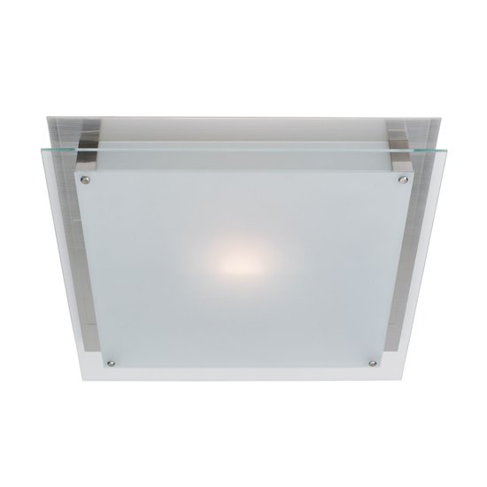 Foto para 52w (2 x 26) Vision G24q-3 Quad Fluorescent Damp Location Brushed Steel Frosted Flush-Mount 15.75"x15.75"x3.25" (CAN 12"x11.75"x1.25")