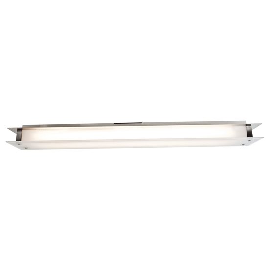 Picture of 78w (2 x 39) Vision Bi-Pin T-5 HO Linear Fluorescent Damp Location Brushed Steel Frosted Fluorescent Ceiling Wall Fixture (CAN 34.6"x6.75"x1.4")