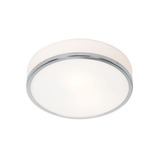 Foto para 75w Aero E-26 A-19 Incandescent Damp Location Chrome Opal Flush-Mount (CAN 1"Ø7.2")