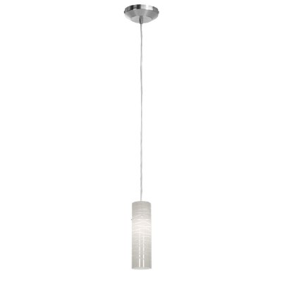Show details for 40w Delta G9 G9 Halogen Dry Location Brushed Steel White Lined Line Voltage Pendant with Anari Silk (l) Glass Picture of 40w Delta G9 G9 Halogen Dry Location Brushed Steel White Lined Line Voltage Pendant with Anari Silk (l) Glass
