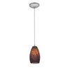 Foto para 100w Champagne Glass Pendant E-26 A-19 Incandescent Dry Location Brushed Steel Brown Stone Glass 9"Ø5" (CAN 1.25"Ø5.25")