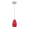 Picture of 100w Champagne Glass Pendant E-26 A-19 Incandescent Dry Location Brushed Steel Red Glass 9"Ø5" (CAN 1.25"Ø5.25")