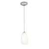 Picture of 100w Champagne Glass Pendant E-26 A-19 Incandescent Dry Location Brushed Steel White Stone Glass 9"Ø5" (CAN 1.25"Ø5.25")
