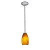 Picture of 100w Champagne Glass Pendant E-26 A-19 Incandescent Dry Location Brushed Steel Amber Sky Glass 9"Ø5" (CAN 1.25"Ø5.25")