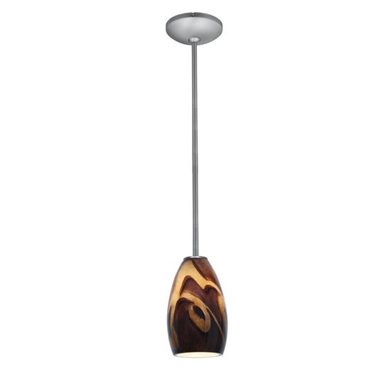 Picture of 100w Champagne Glass Pendant E-26 A-19 Incandescent Dry Location Brushed Steel Inca Glass 9"Ø5" (CAN 1.25"Ø5.25")
