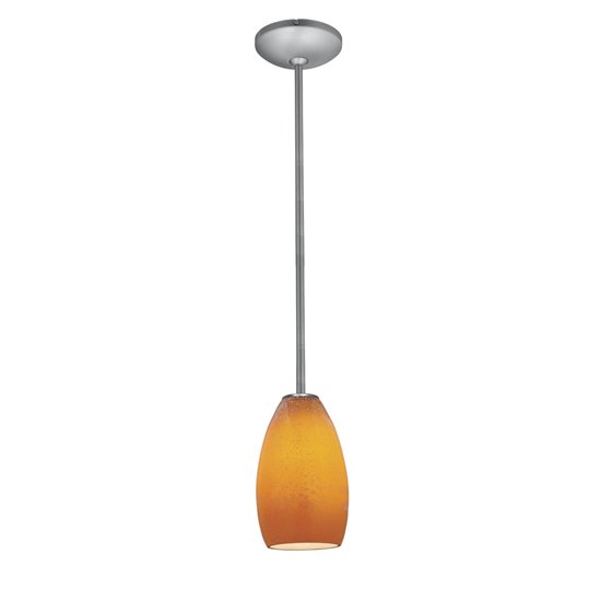 Foto para 100w Champagne Glass Pendant E-26 A-19 Incandescent Dry Location Brushed Steel Maya Glass 9"Ø5" (CAN 1.25"Ø5.25")