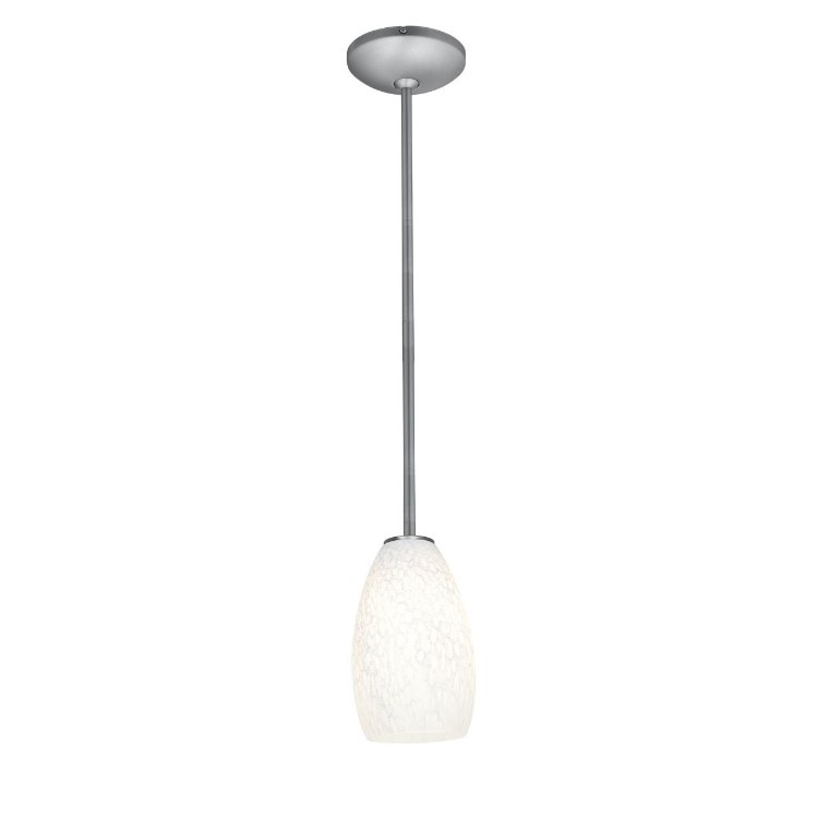 Picture of 100w Champagne Glass Pendant E-26 A-19 Incandescent Dry Location Brushed Steel White Stone Glass 9"Ø5" (CAN 1.25"Ø5.25")