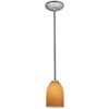 Foto para 100w Bordeaux Glass Pendant E-26 A-19 Incandescent Dry Location Brushed Steel Amber Glass 7.5"Ø5.25" (CAN 1.25"Ø5.25")