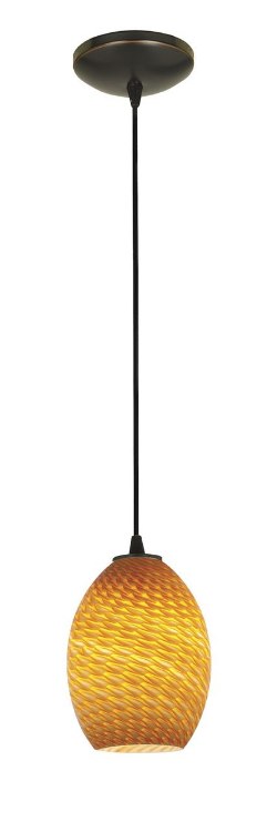 Picture of 100w Brandy FireBird Glass Pendant E-26 A-19 Incandescent Dry Location Oil Rubbed Bronze Amber Firebird Glass 9"Ø6" (CAN 1.25"Ø5.25")