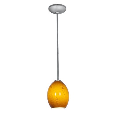 Show details for 100w Brandy FireBird Glass Pendant E-26 A-19 Incandescent Dry Location Brushed Steel Amber Sky Glass 9"Ø6" (CAN 1.25"Ø5.25") Picture of 100w Brandy FireBird Glass Pendant E-26 A-19 Incandescent Dry Location Brushed Steel Amber Sky Glass 9"Ø6" (CAN 1.25"Ø5.25")