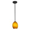 Picture of 100w Brandy FireBird Glass Pendant E-26 A-19 Incandescent Dry Location Oil Rubbed Bronze Amber Sky Glass 9"Ø6" (CAN 1.25"Ø5.25")