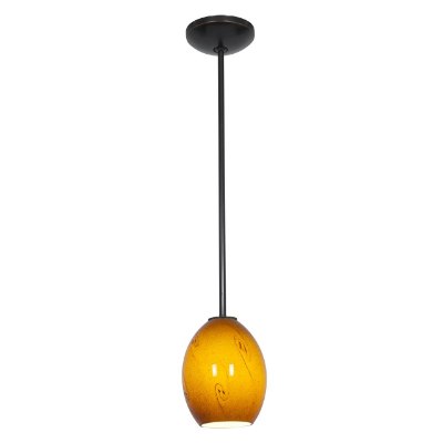 Show details for 100w Brandy FireBird Glass Pendant E-26 A-19 Incandescent Dry Location Oil Rubbed Bronze Amber Sky Glass 9"Ø6" (CAN 1.25"Ø5.25") Picture of 100w Brandy FireBird Glass Pendant E-26 A-19 Incandescent Dry Location Oil Rubbed Bronze Amber Sky Glass 9"Ø6" (CAN 1.25"Ø5.25")