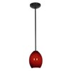 Picture of 100w Brandy FireBird Glass Pendant E-26 A-19 Incandescent Dry Location Oil Rubbed Bronze Red Sky Glass 9"Ø6" (CAN 1.25"Ø5.25")