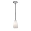 Foto para 100w Champagne Glass Pendant E-26 A-19 Incandescent Dry Location Brushed Steel Opal Glass 9"Ø5" (CAN 1.25"Ø5.25")