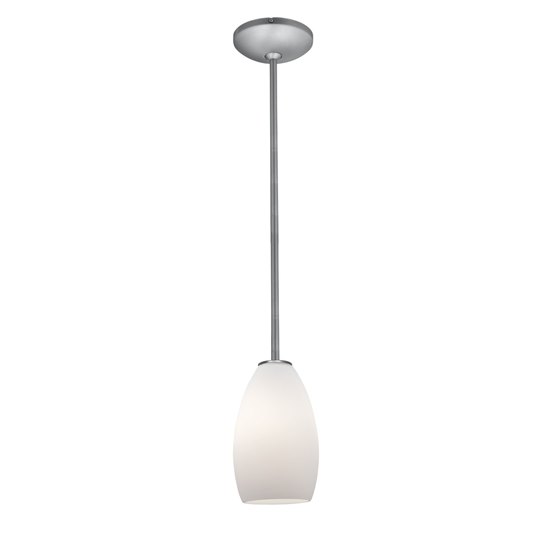 Picture of 100w Champagne Glass Pendant E-26 A-19 Incandescent Dry Location Brushed Steel Opal Glass 9"Ø5" (CAN 1.25"Ø5.25")