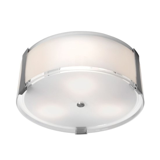 Picture of 15w Tara Module 90Plus CRI Damp Location Brushed Steel Opal Dimmable Led Flush-Mount (OA HT 4.75) (CAN 0.75"Ø10.25")