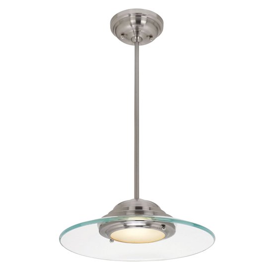 Foto para 13w Phoebe GX-53 80CRI LED Dry Location Brushed Steel 8mm Clear Glass Pendant 4"Ø13.5" (CAN 1.75"Ø5.25")