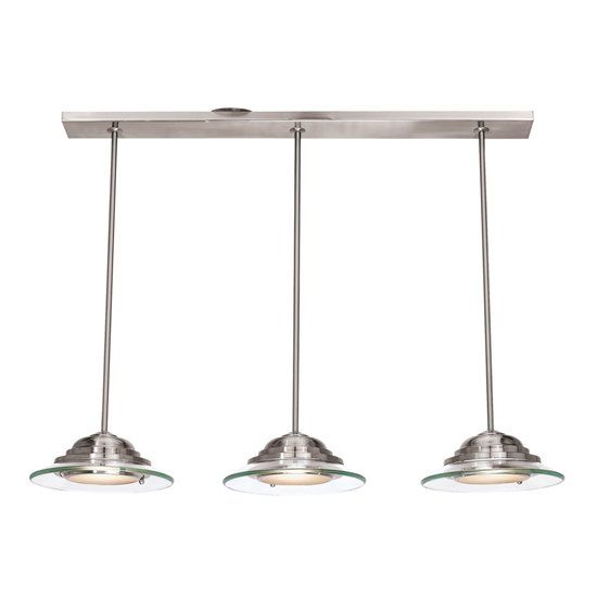 Foto para 36w Phoebe GX-53 80CRI LED Damp Location Brushed Steel 8mm Clear Glass Pendant (CAN 3.58"x35.5"x0.8")