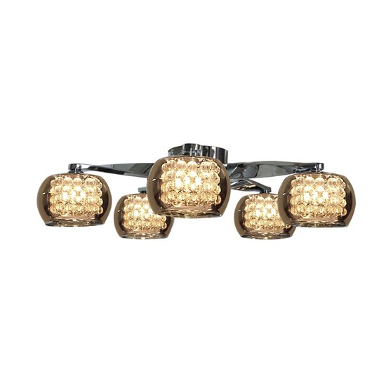 Picture of 240w (5 x 48) Glam G9 G9 Xenon Dry Location Chrome MIR 5 -Light Flush-Mount (OA HT 5.5)