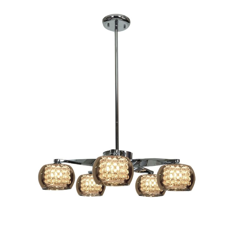 Picture of 240w (5 x 48) Glam G9 G9 Xenon Dry Location Chrome MIR 5- Light Chandelier