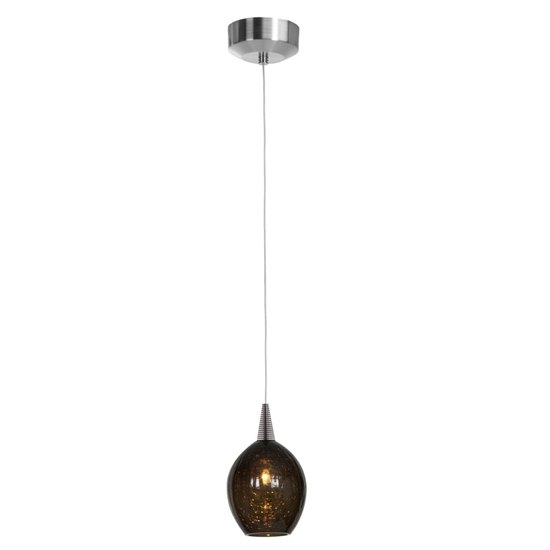 Picture of 35w Zeta GY6.35 Bi-Pin Halogen Dry Location Brushed Steel Smoke Studio C Crackle Glass Pendant~ (CAN Ø4.5")