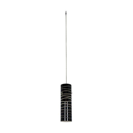 Foto para 35w Zeta GY6.35 Bi-Pin Halogen Dry Location Brushed Steel Black Lined Anari Silk Low Voltage Pendant Excluding Mono-Pod (CAN 4.5")