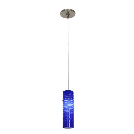 Foto para 35w Zeta GY6.35 Bi-Pin Halogen Dry Location Brushed Steel Blue Lined Anari Silk Low Voltage Pendant Including Low Profile Mono-Pod (CAN Ø4.5")