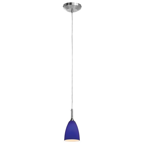 Picture of 40w Delta G9 G9 Halogen Dry Location Brushed Steel Cobalt Line Voltage Pendant With Mania Glass