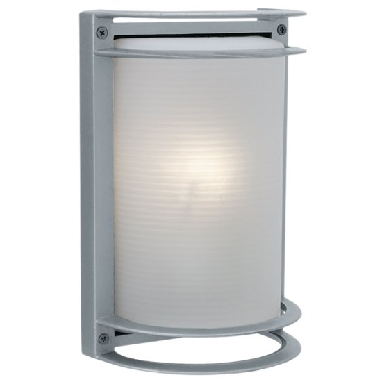 Foto para 60w Nevis E-26 A-19 Incandescent Satin Ribbed Frosted Marine Grade Wet Location Bulkhead (OA HT 10.5) (CAN 4.6"x4.6"x0.5")