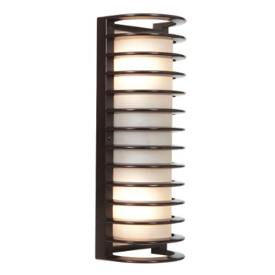 Show details for 120w (2 x 60) Bermuda E-26 A-19 Incandescent Bronze Ribbed Frosted Marine Grade Wet Location Bulkhead (OA HT 16.75) (CAN 7"x4.5") Picture of 120w (2 x 60) Bermuda E-26 A-19 Incandescent Bronze Ribbed Frosted Marine Grade Wet Location Bulkhead (OA HT 16.75) (CAN 7"x4.5")